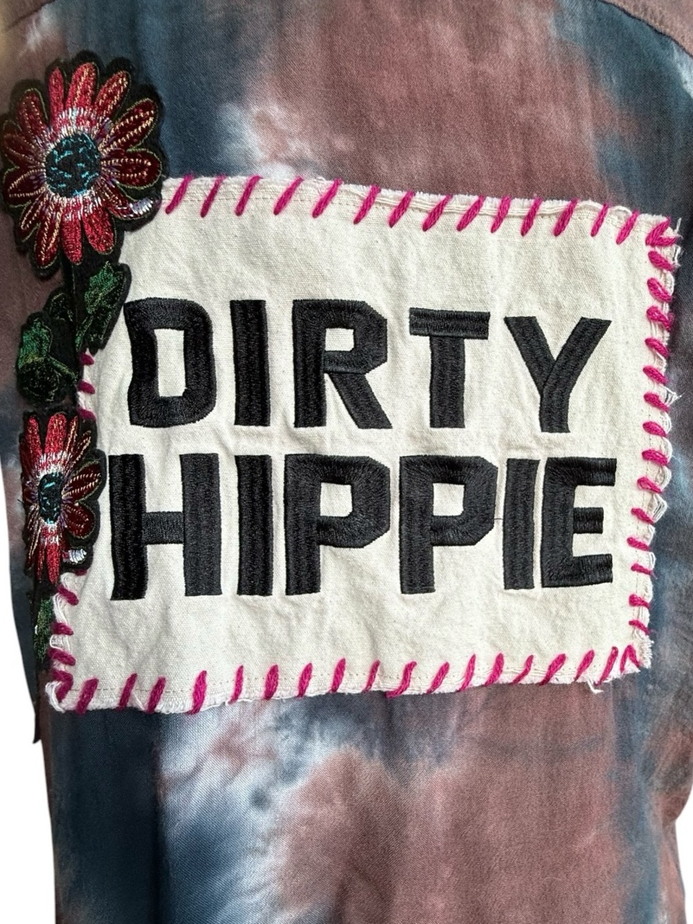 Tie-Dye Sleeveless Shirt with 'Dirty Hippie' Patch on back - Picture 3 of 7